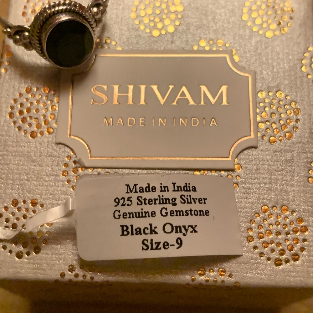 WMS Genuine black onyx sterling silver size 9